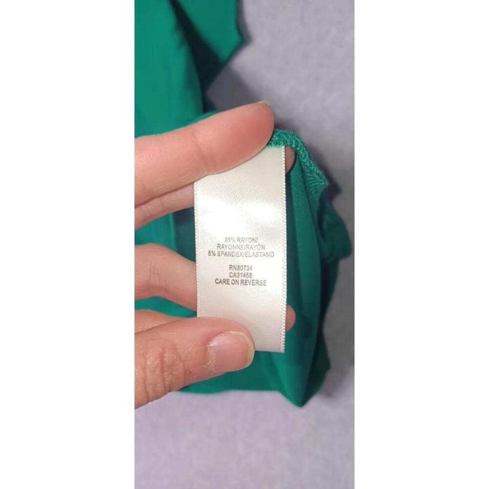 Bcbg Maxazria Midi dress Womens Small Green Flowy  Zippered Shoulder Tier Down - Picture 9 of 12